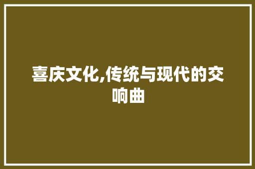 喜庆文化,传统与现代的交响曲
