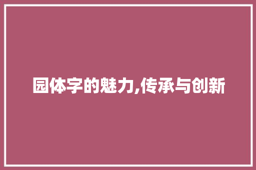 园体字的魅力,传承与创新