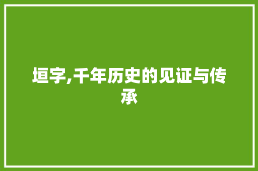 垣字,千年历史的见证与传承