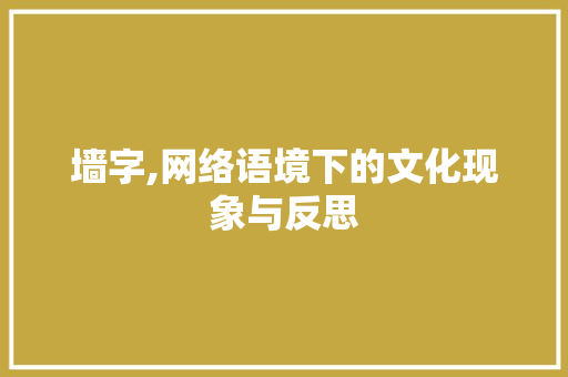 墙字,网络语境下的文化现象与反思