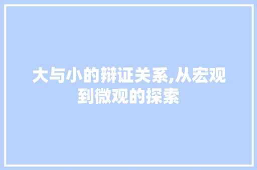 大与小的辩证关系,从宏观到微观的探索