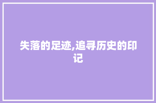 失落的足迹,追寻历史的印记