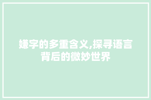 嫌字的多重含义,探寻语言背后的微妙世界