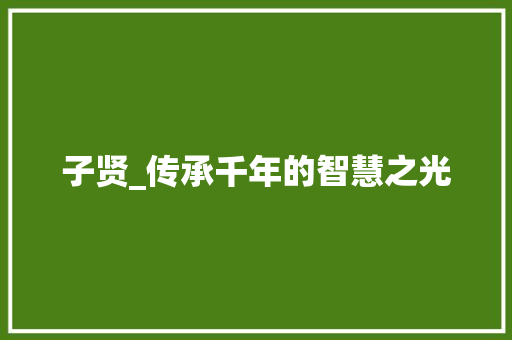 子贤_传承千年的智慧之光