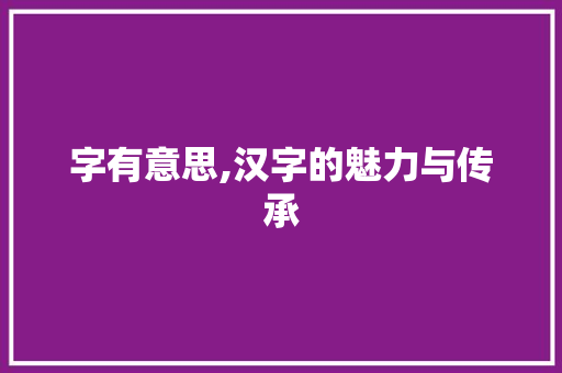 字有意思,汉字的魅力与传承