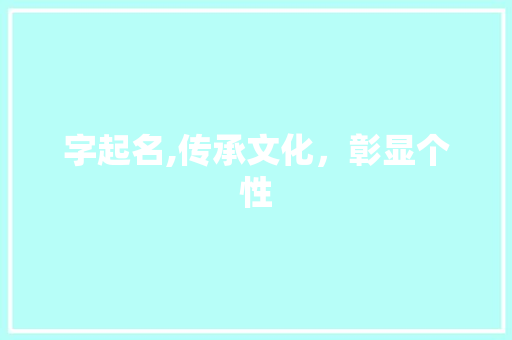 字起名,传承文化，彰显个性