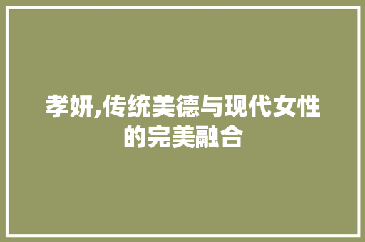 孝妍,传统美德与现代女性的完美融合