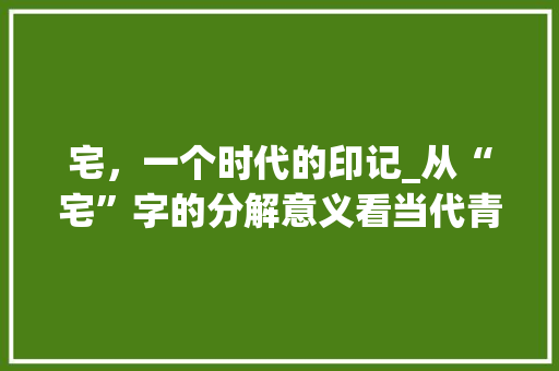 宅，一个时代的印记_从“宅”字的分解意义看当代青年的生活方式