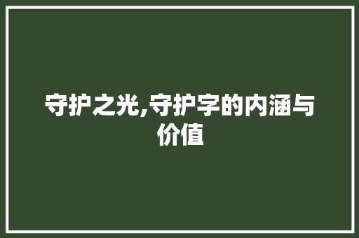 守护之光,守护字的内涵与价值 范文赏析