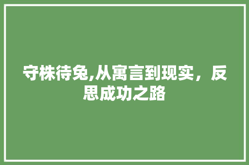 守株待兔,从寓言到现实，反思成功之路