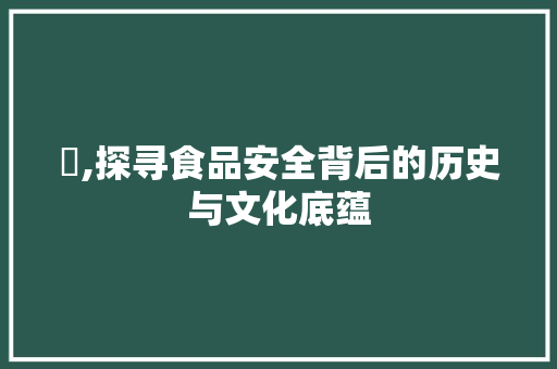 宩,探寻食品安全背后的历史与文化底蕴