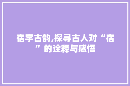 宿字古韵,探寻古人对“宿”的诠释与感悟