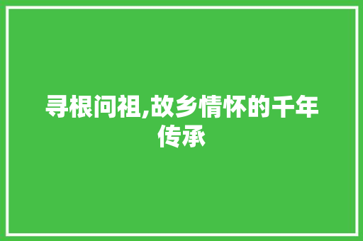寻根问祖,故乡情怀的千年传承
