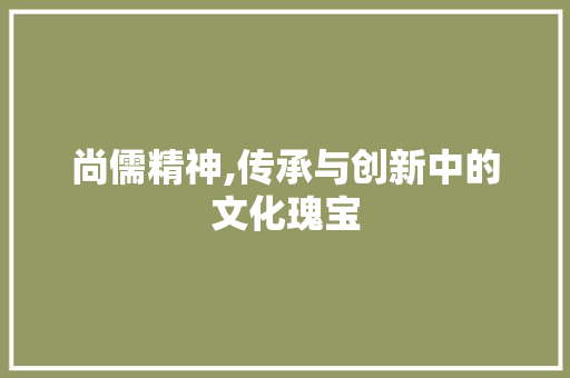 尚儒精神,传承与创新中的文化瑰宝