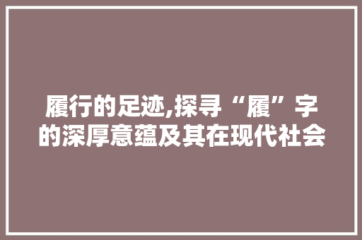 履行的足迹,探寻“履”字的深厚意蕴及其在现代社会的体现