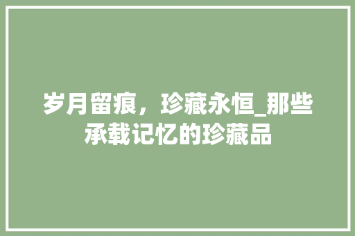 岁月留痕，珍藏永恒_那些承载记忆的珍藏品