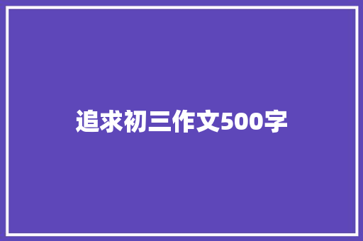 追求初三作文500字