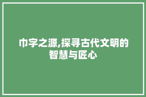 巾字之源,探寻古代文明的智慧与匠心