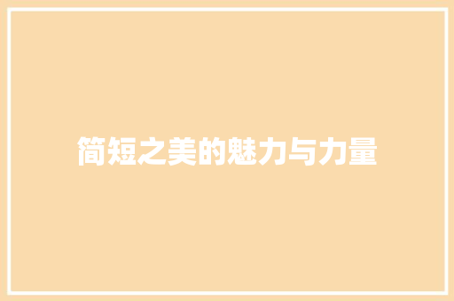 简短之美的魅力与力量