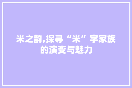 米之韵,探寻“米”字家族的演变与魅力