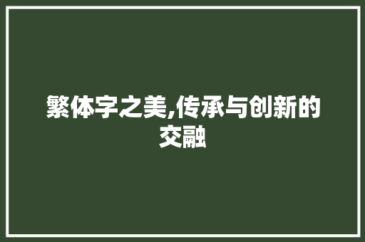 繁体字之美,传承与创新的交融
