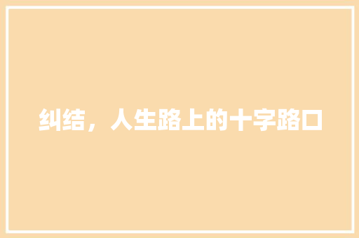 纠结，人生路上的十字路口