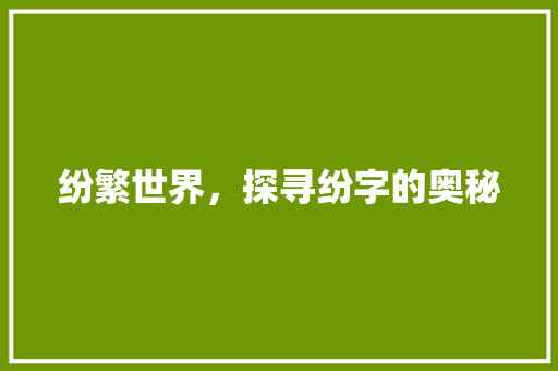 纷繁世界，探寻纷字的奥秘
