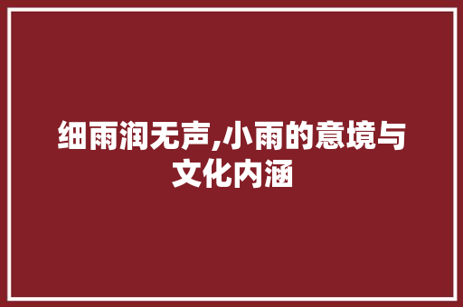 细雨润无声,小雨的意境与文化内涵