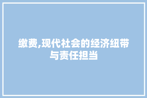 缴费,现代社会的经济纽带与责任担当
