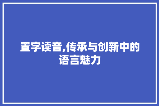 置字读音,传承与创新中的语言魅力