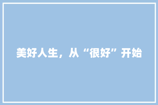 美好人生，从“很好”开始 写作技巧