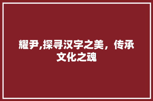 耀尹,探寻汉字之美，传承文化之魂 诗歌创作