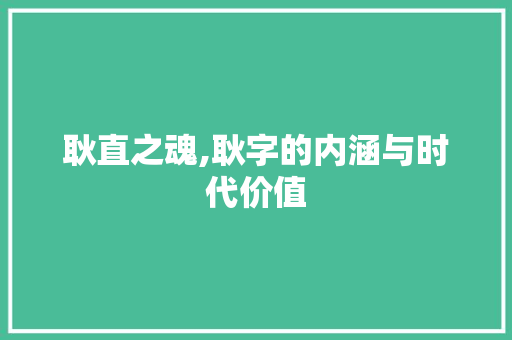 耿直之魂,耿字的内涵与时代价值 写作素材