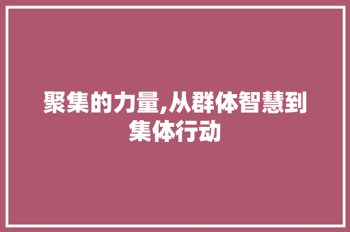 聚集的力量,从群体智慧到集体行动