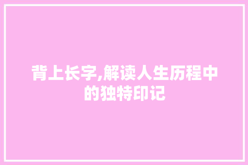 背上长字,解读人生历程中的独特印记