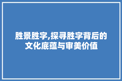 胜景胜字,探寻胜字背后的文化底蕴与审美价值 报告写作