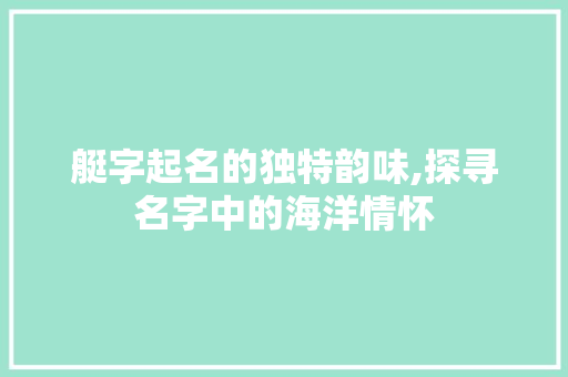 艇字起名的独特韵味,探寻名字中的海洋情怀