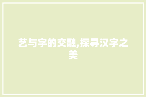 艺与字的交融,探寻汉字之美 商业文案