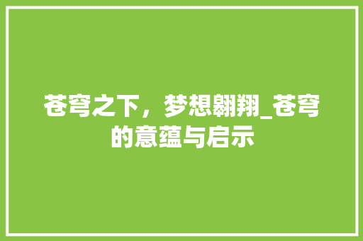 苍穹之下，梦想翱翔_苍穹的意蕴与启示 写作社区