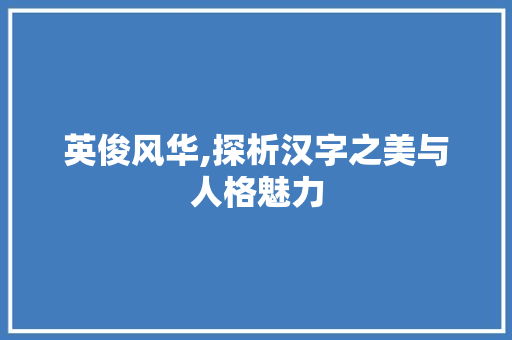 英俊风华,探析汉字之美与人格魅力 写作技巧