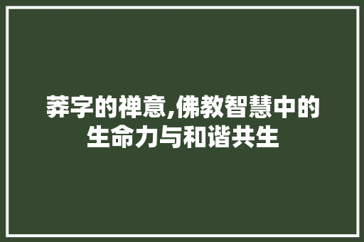 莽字的禅意,佛教智慧中的生命力与和谐共生