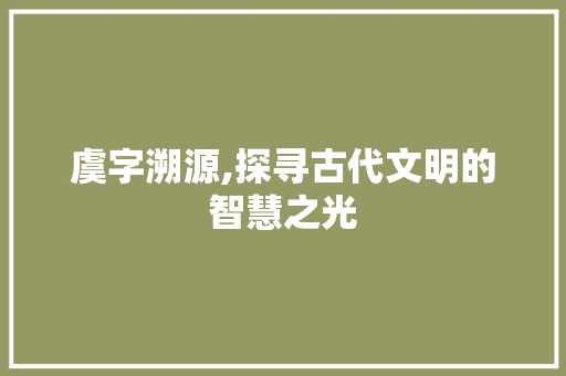 虞字溯源,探寻古代文明的智慧之光