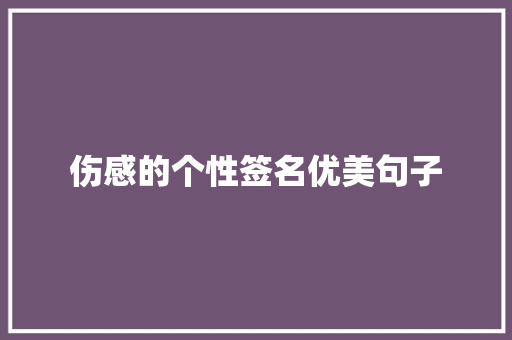伤感的个性签名优美句子