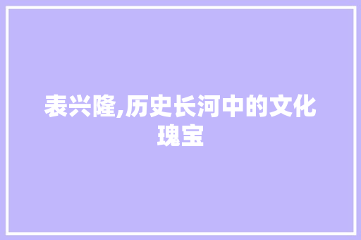 表兴隆,历史长河中的文化瑰宝 简历模板