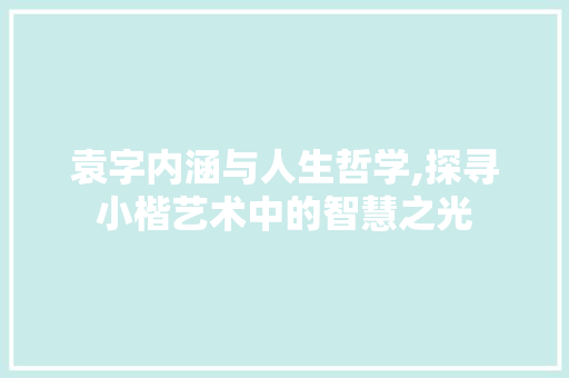 袁字内涵与人生哲学,探寻小楷艺术中的智慧之光