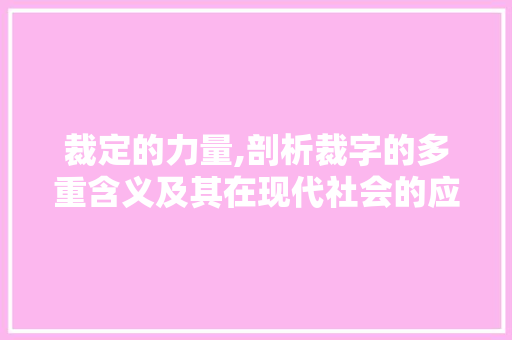 裁定的力量,剖析裁字的多重含义及其在现代社会的应用