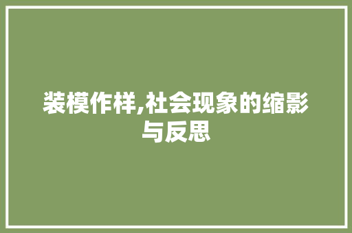 装模作样,社会现象的缩影与反思