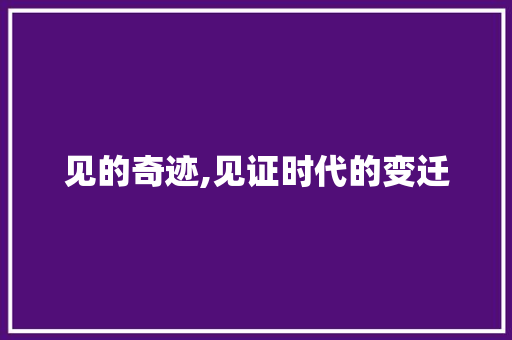 见的奇迹,见证时代的变迁