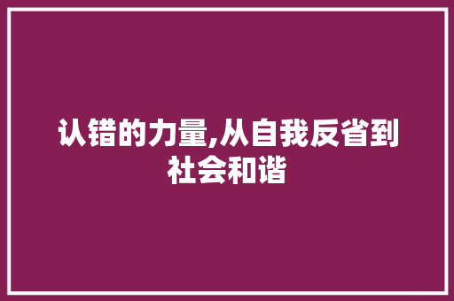 认错的力量,从自我反省到社会和谐 范文赏析