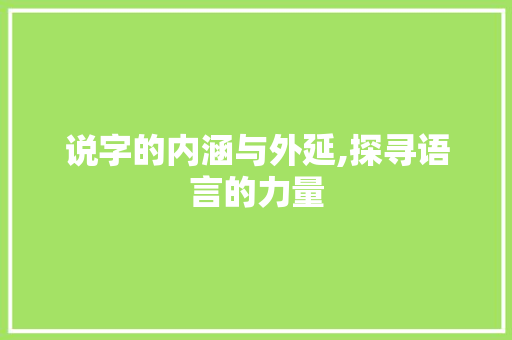 说字的内涵与外延,探寻语言的力量